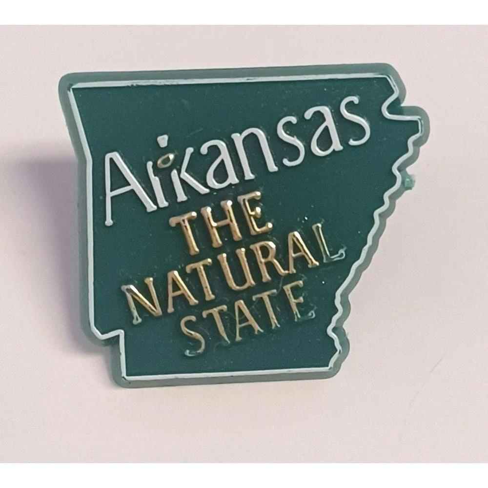 Lot of 3 Vintage Travel Souvenir Arkansas The Natural State Enamel Lapel Pin